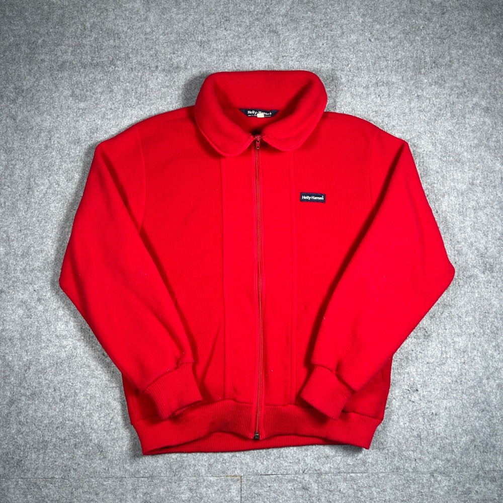 Helly Hansen Fleece Jacket Mens Medium Red Full Zip Vintage Canada Outdoor Warm